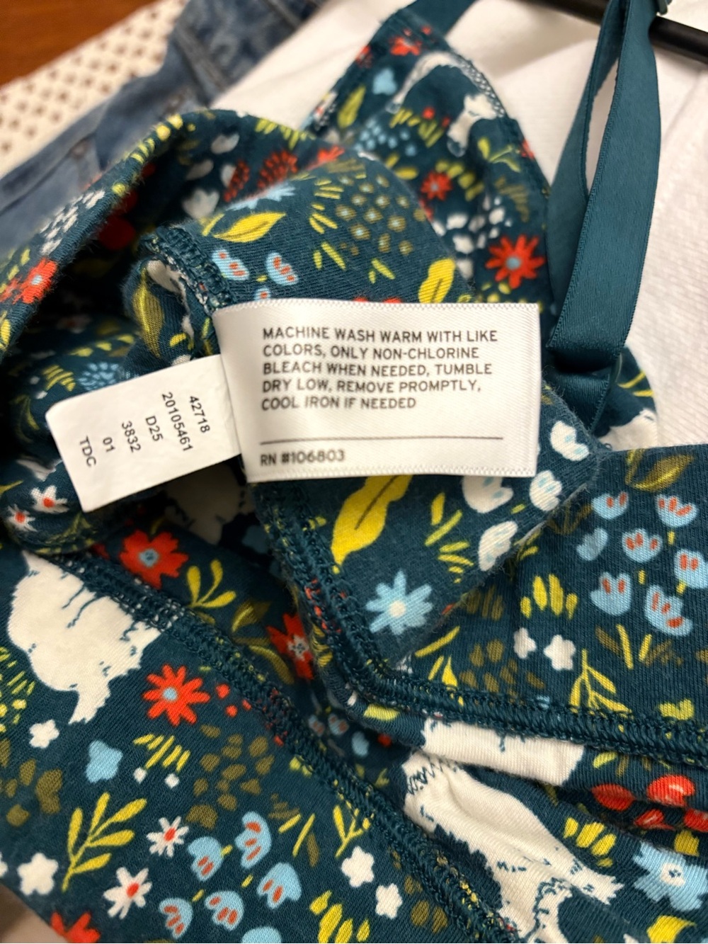 Duluth Women’s Organic Cotton bralette “Garden Goat” Tidewater teal print XL - Picture 6 of 6